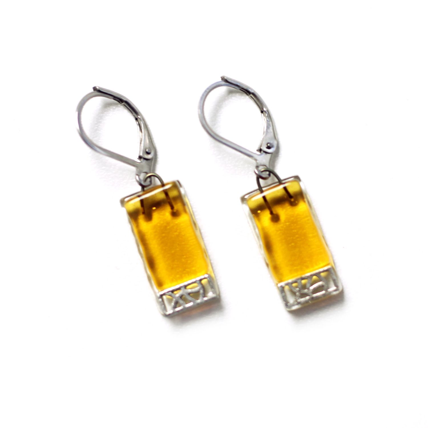 Boucle d&#39;oreilles Mosaik sur verre doré