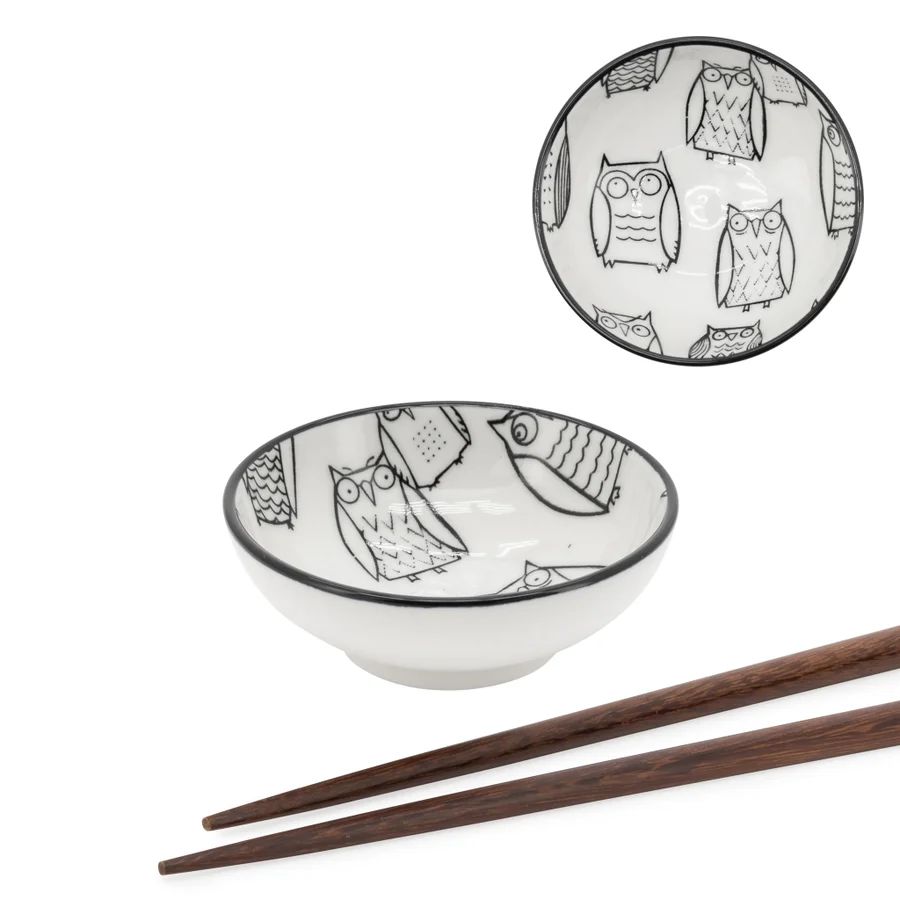 Bol à sauce 3&#39;&#39; en porcelaine Kiri owl outline