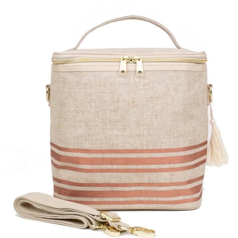 Boite à lunch So Young LINEN - Rose Gold Horizontal Stripe Poche