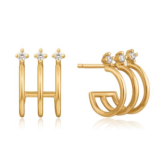 Boucles d&#39;oreilles Ania Haie Triple Gold Mini Hoop Stud