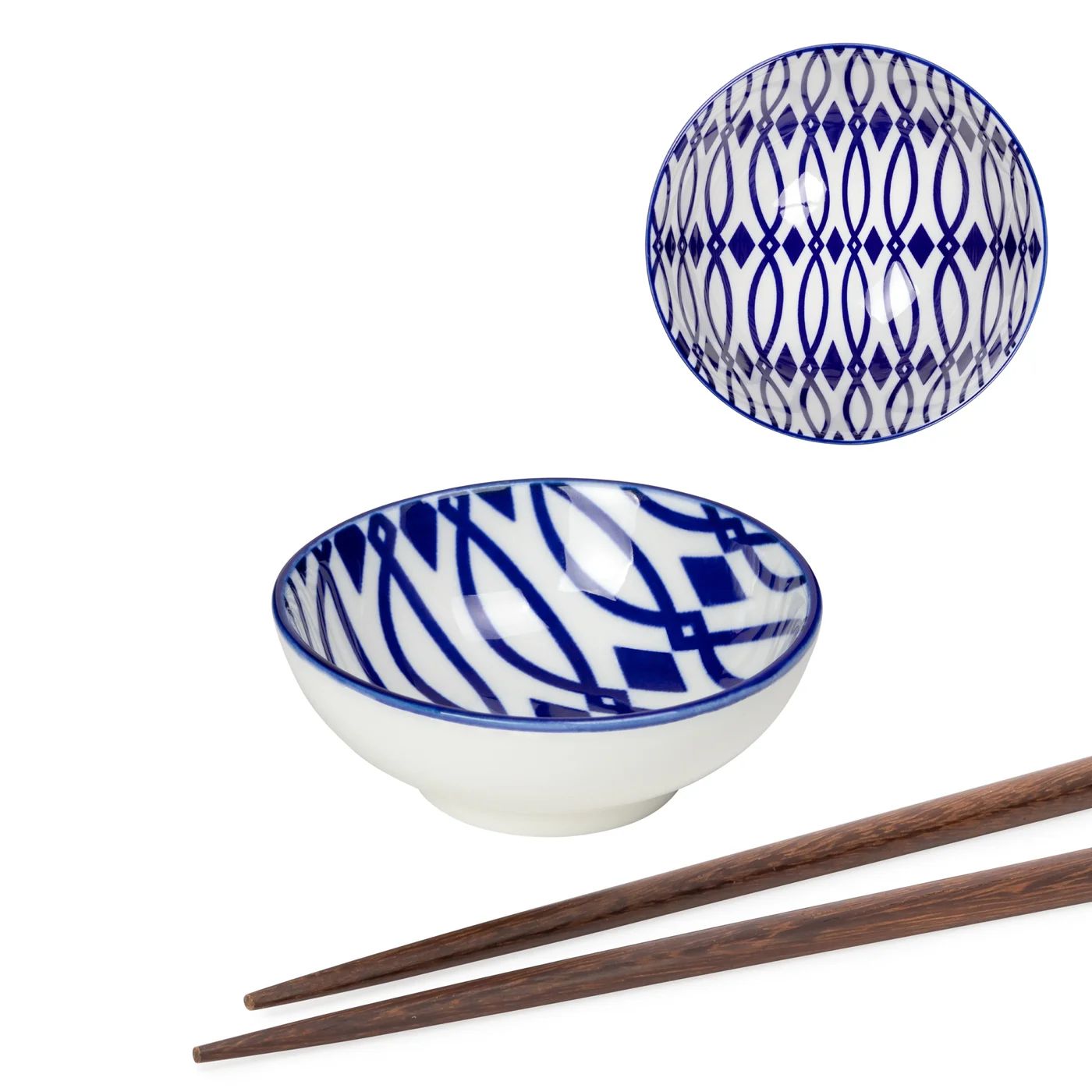Bol à sauce de porcelaine Kiri 3&#39;&#39; Blue Lattice