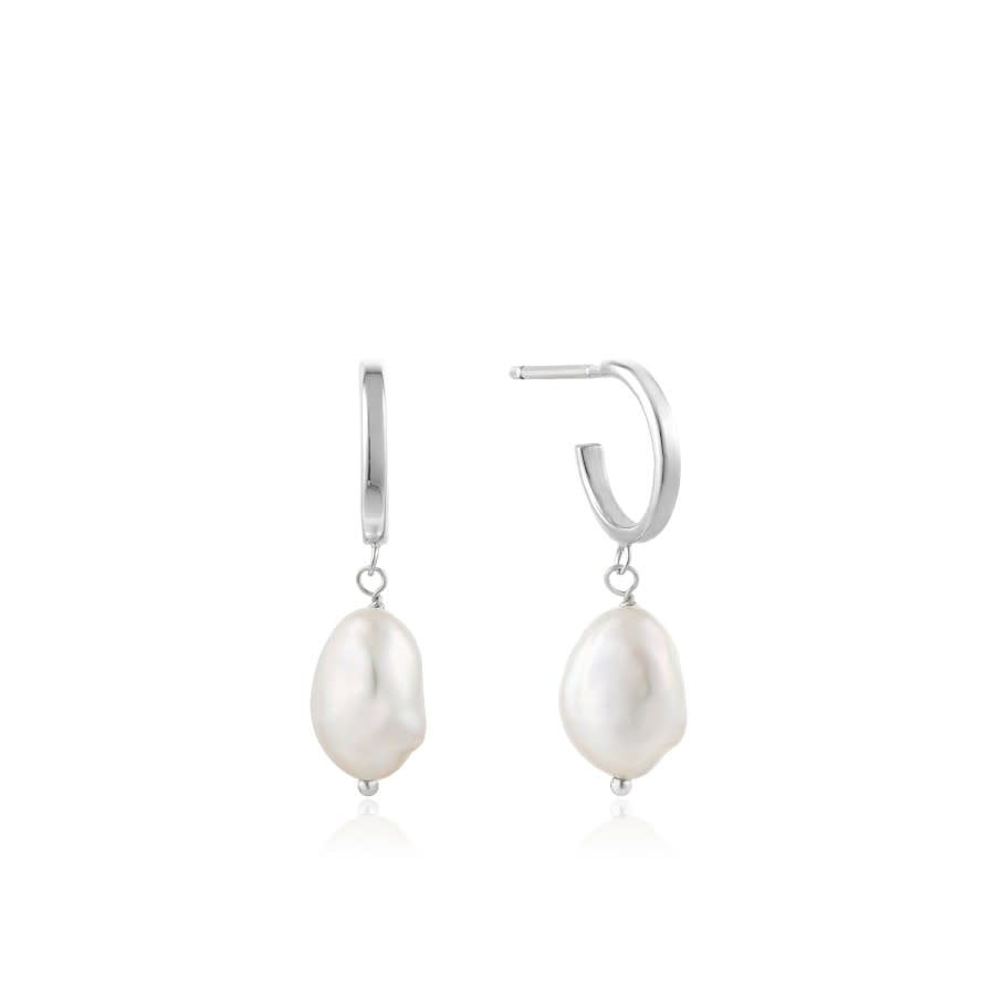 Boucles d&#39;oreilles Ania Haie pearl of wisdom mini hoop argent E019-02H