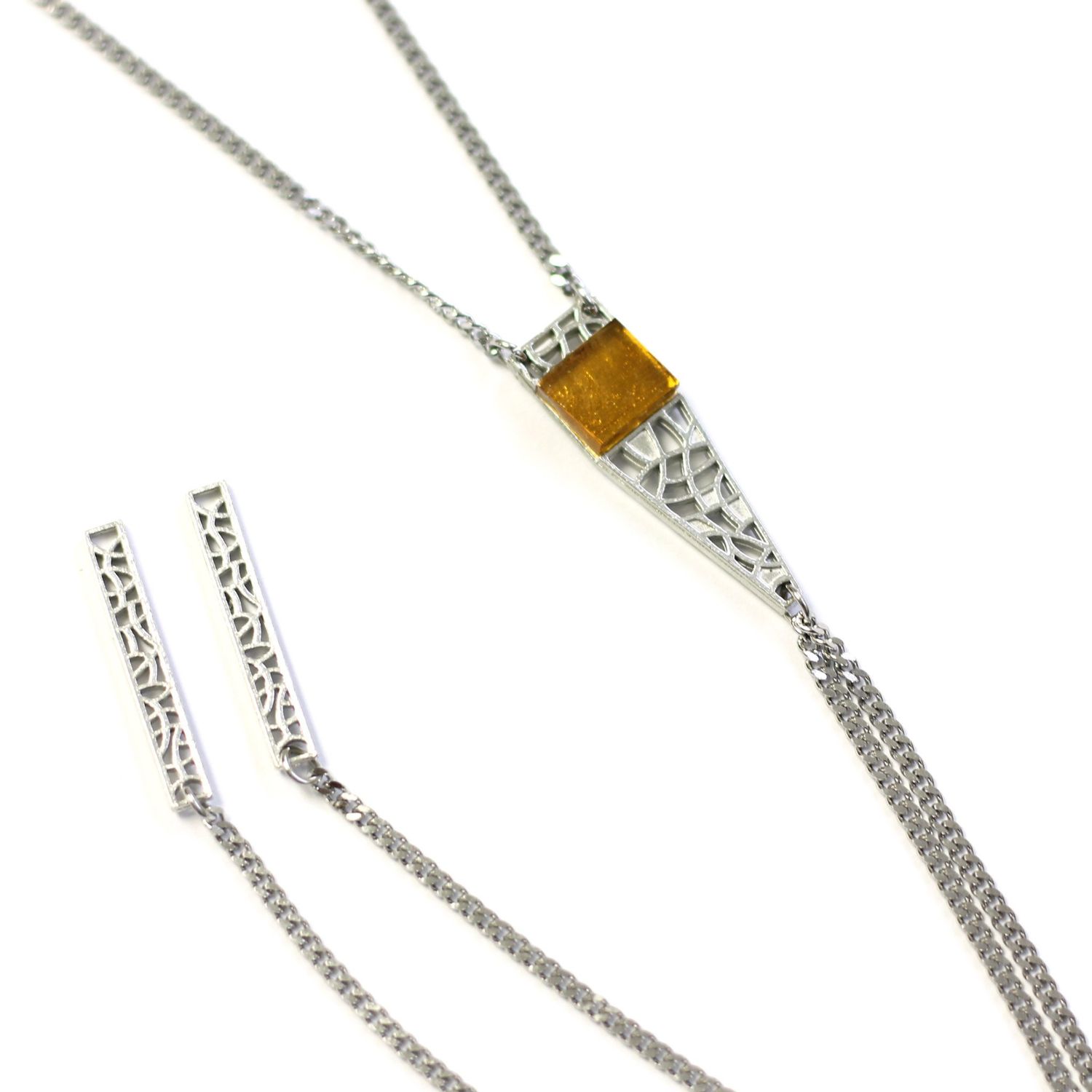 Collier Sautoir Triango sur verre doré