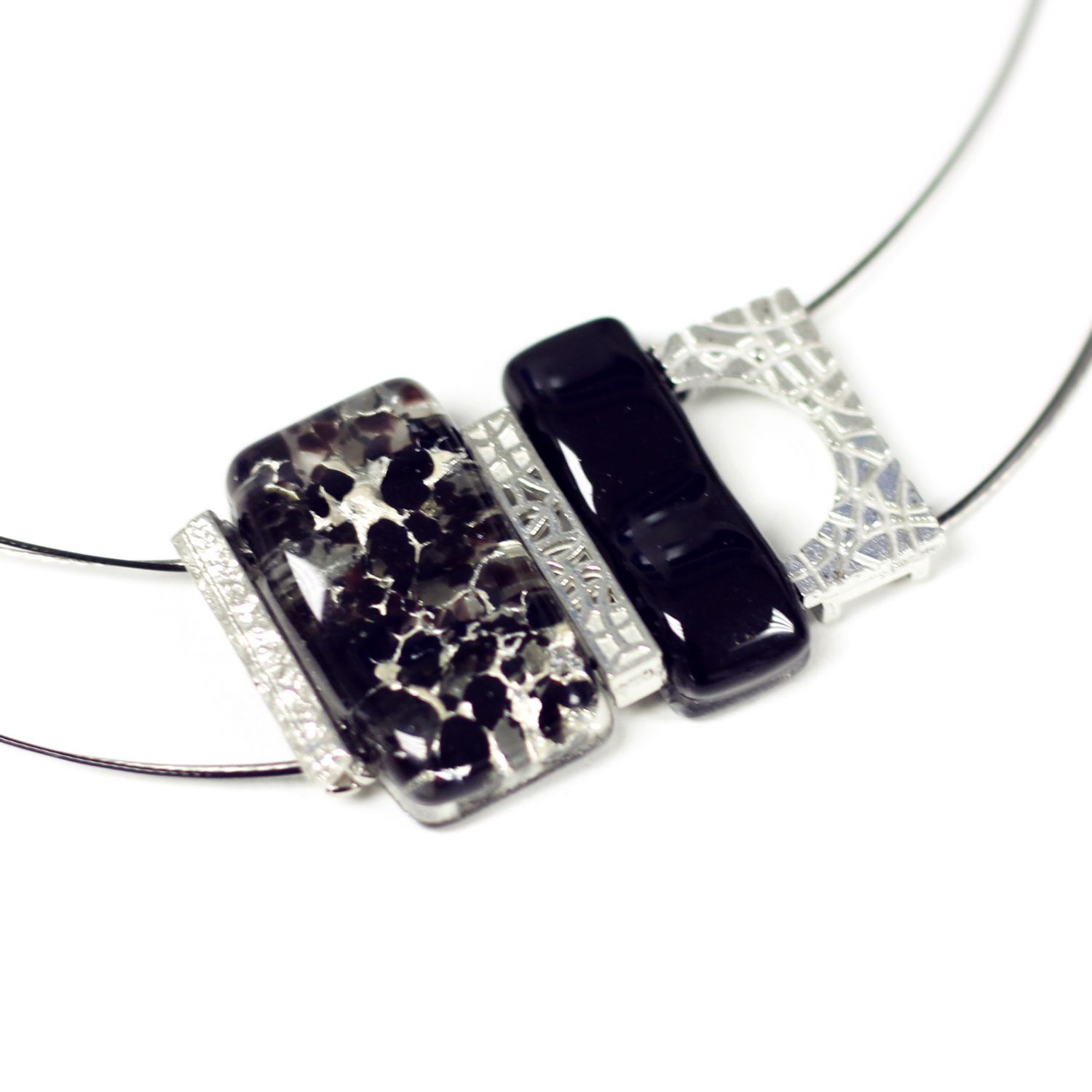Collier pendantif mosaik noir