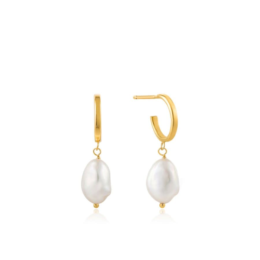 Boucles d&#39;oreilles Ania Haie Pearl of wisdom pearl mini hoop or E019-02G