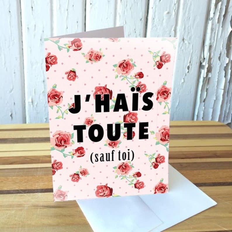 Carte de Souhait J&#39;haïs toute (sauf toi) de Merci Bonsoir
