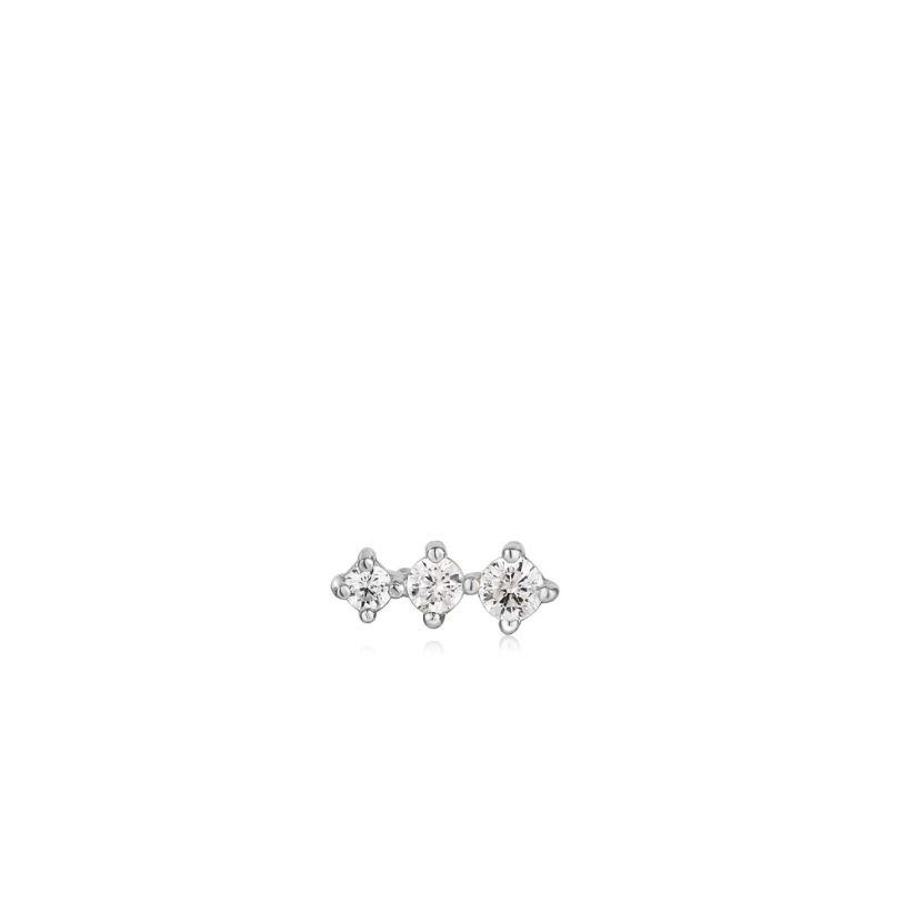 Boucle d&#39;oreille individuelle Ania Haie Sparkle Crawler Barbell Silver