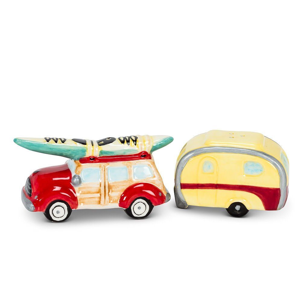 Salière et Poivrière Voiture Effet Bois et Roulotte