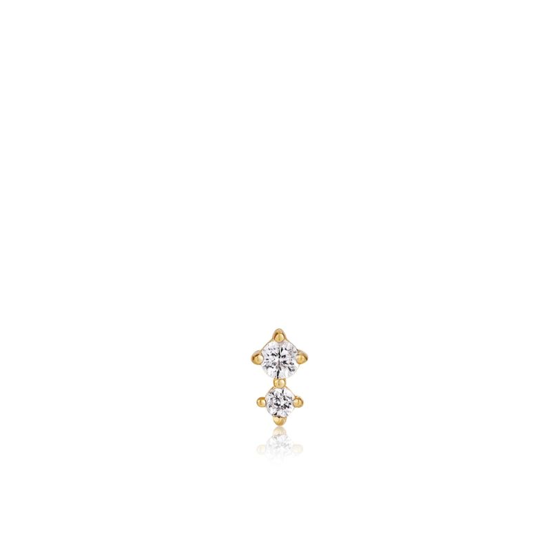 Boucle d&#39;oreille individuelle Ania Haie Double Sparkle Barbell Gold