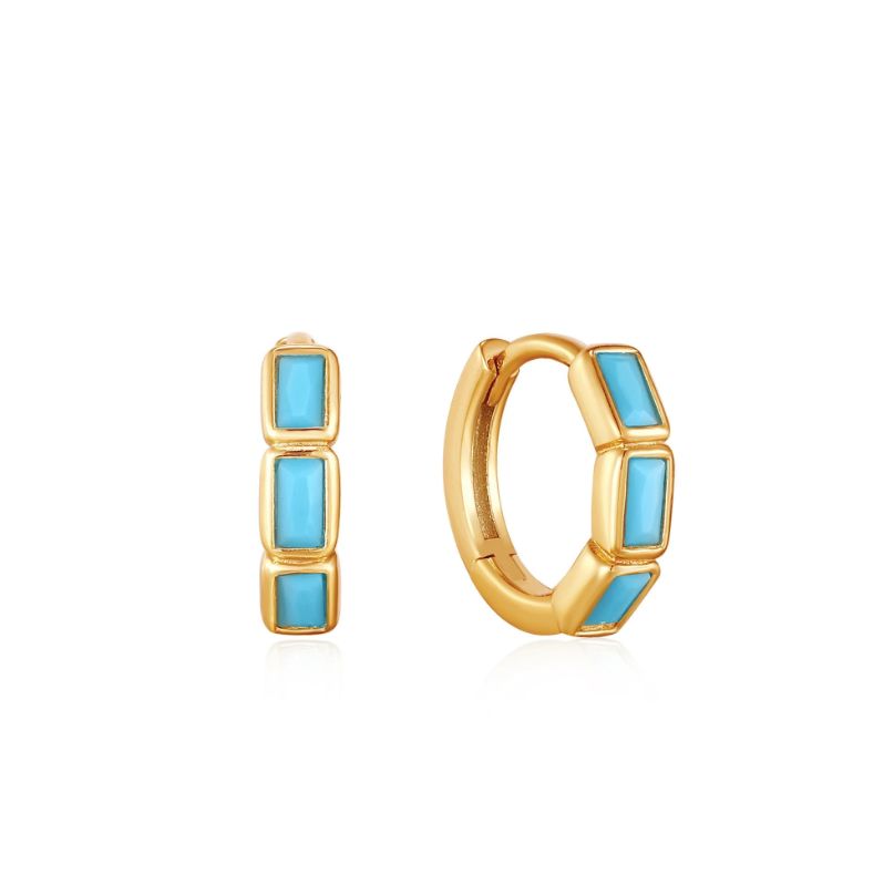 Boucles d&#39;oreilles Ania Haie Turquoise Huggie Hoop Gold