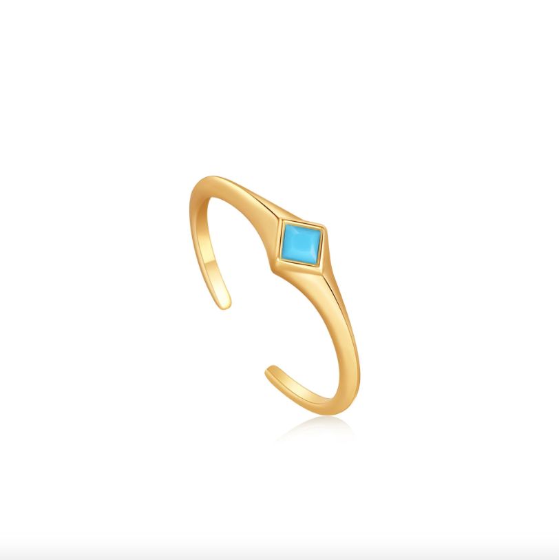 Bague Ania Haie Turquoise Mini Signet Ajustable Gold