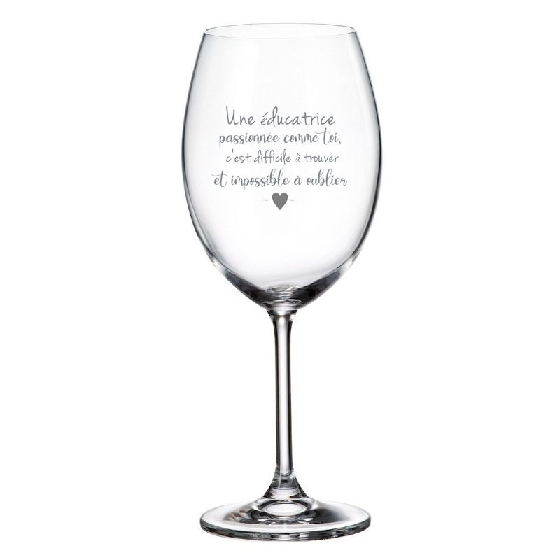 Verre à vin gravé Une éducatrice passionnée