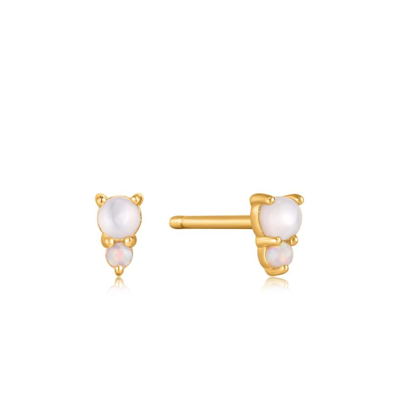 Boucles d&#39;oreilles Ania Haie Mother of Pearl and Opal Stud Gold