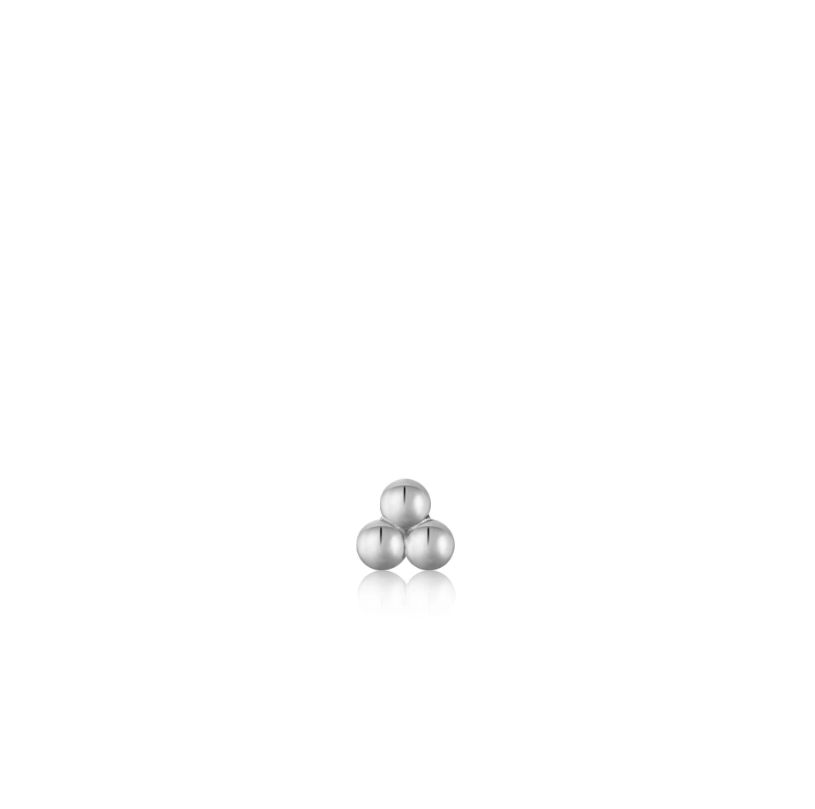 Boucle d&#39;oreille individuelle Ania Haie Triple Ball Barbell Silver