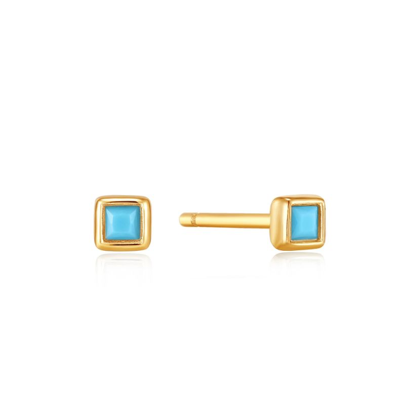 Boucles d&#39;oreille Ania Haie Turquoise Square Stud Gold