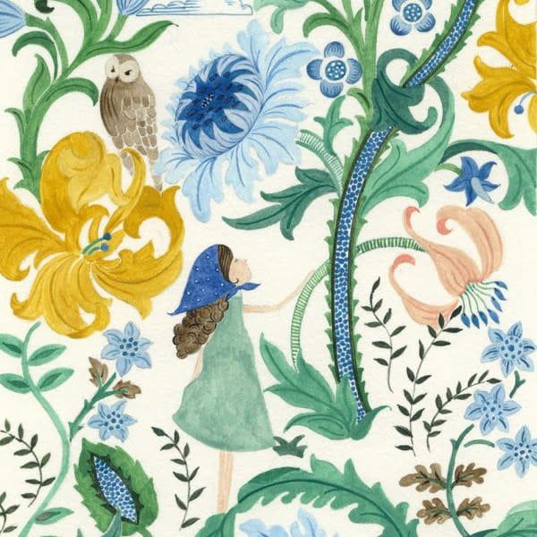 Carte De Souhait  Fille et Fleurs