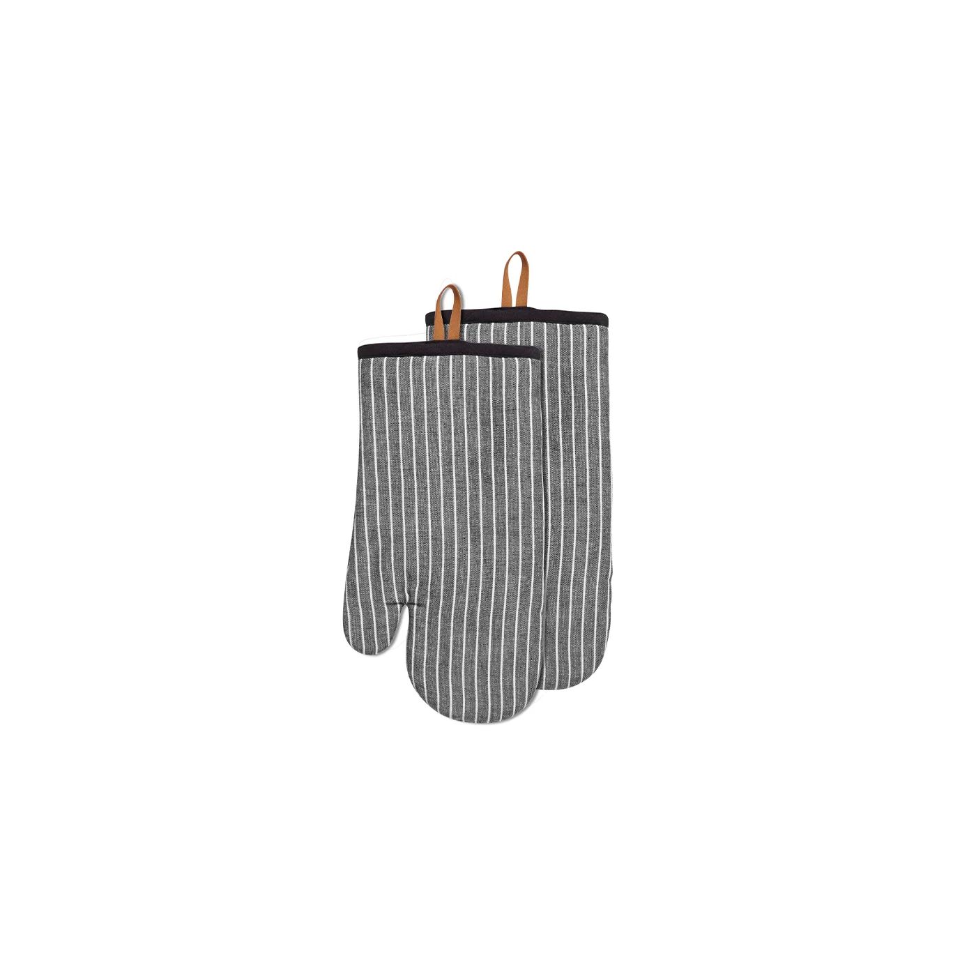 Mitaines de four Noires Chambray Stripe