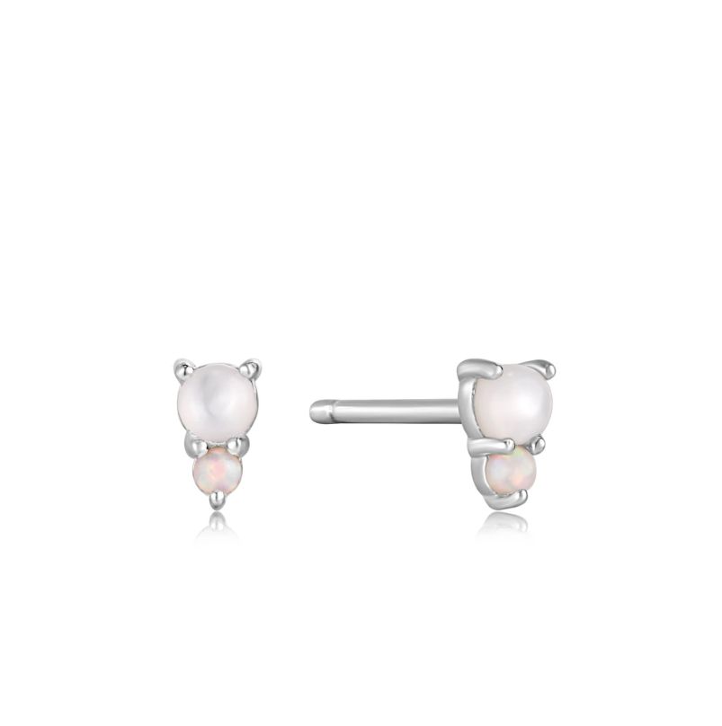 Boucles d&#39;oreilles Ania Haie Mother of Pearl and Opal Stud Silver