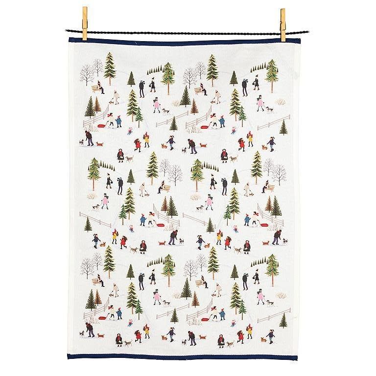 Outdoor villages tea towel/ linge villages d&#39;hiver