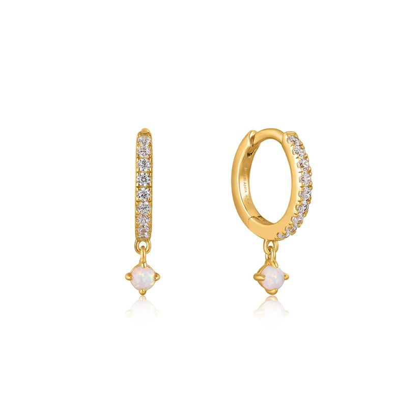 Boucles d&#39;oreilles Ania Haie or Sparkle Opal Drop Huggies Hoop   E034-04G