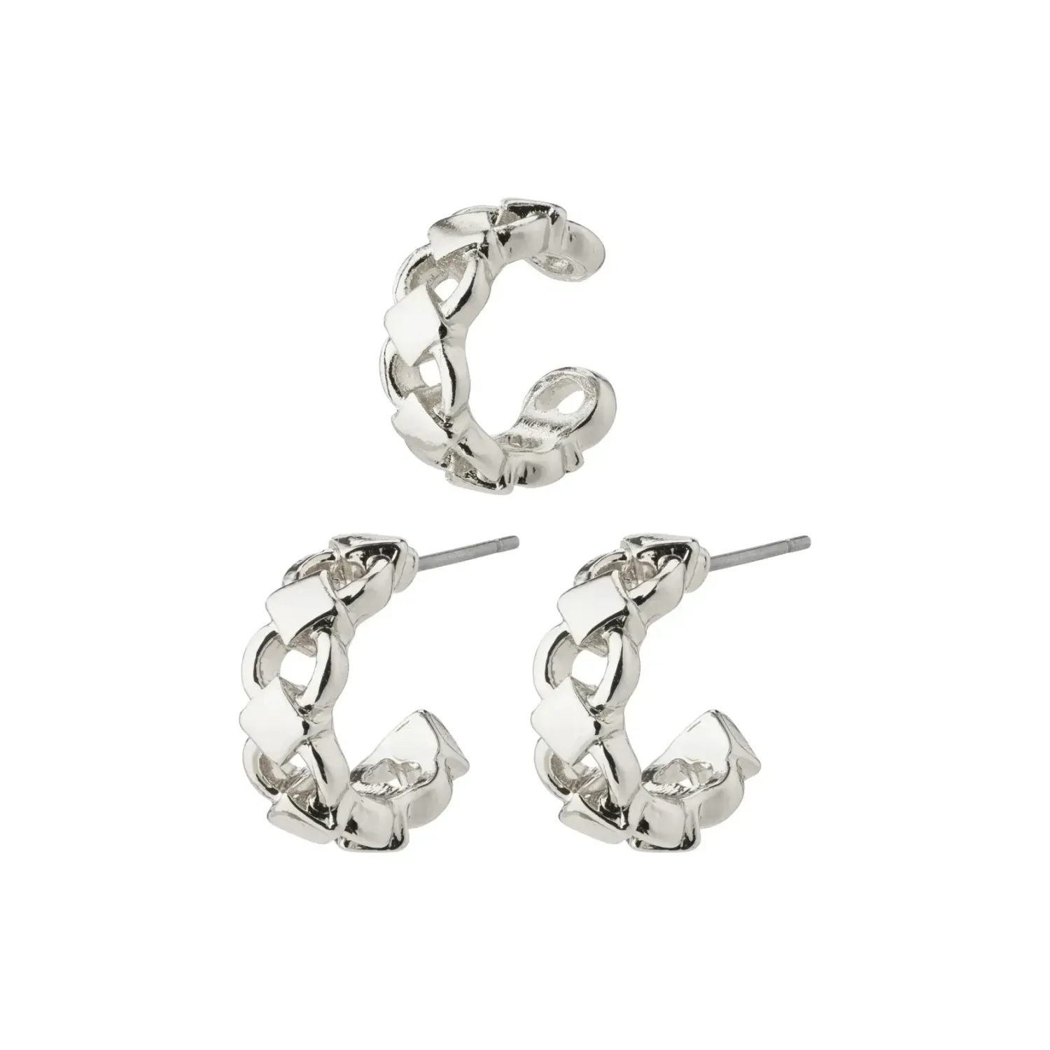 Desiree Recycled Anneau et ear cuff effet chaine argent  A23