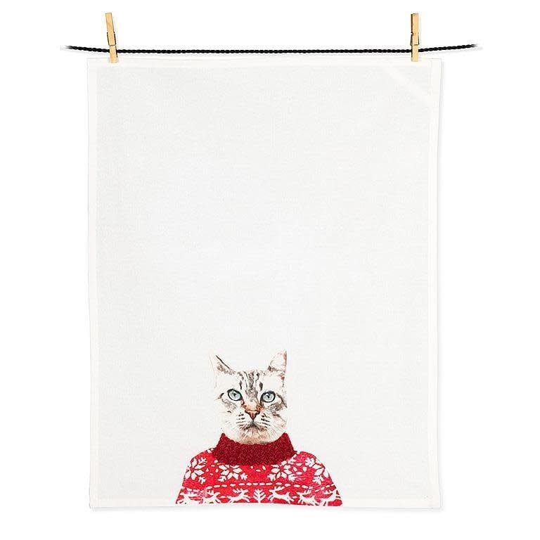 Dressed cat kitchen towel/ linge à vaisselle chat