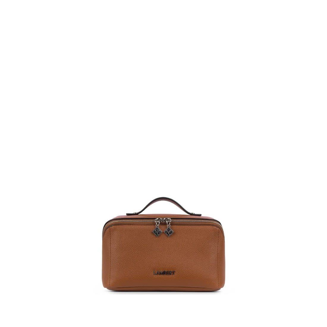 Jolie - Trousse à maquillage et toileterie Lambert en cuir vegan Affogato