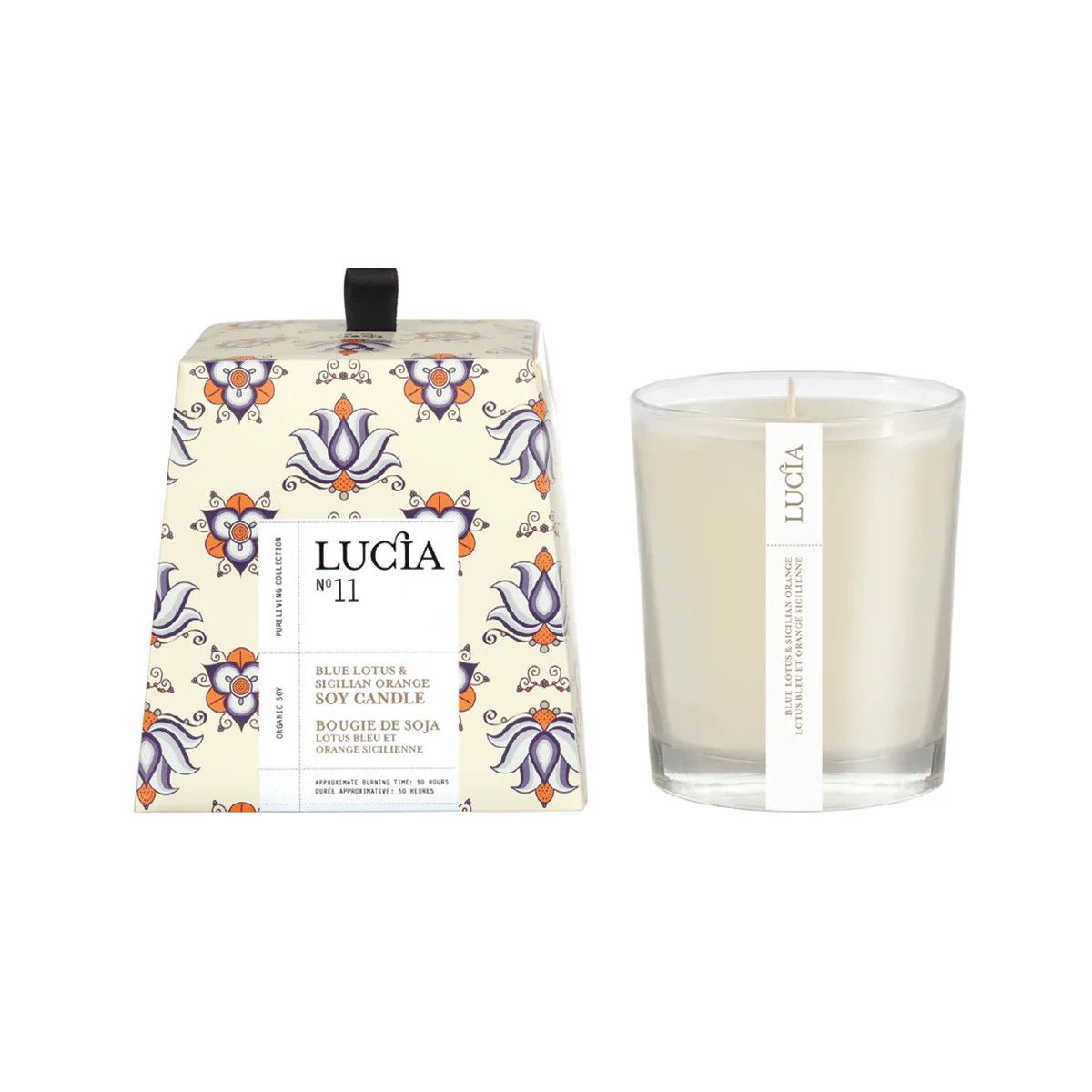 N°11  Bougie de soja  Lotus Bleu et Orange Sicilienne  50h Lucia