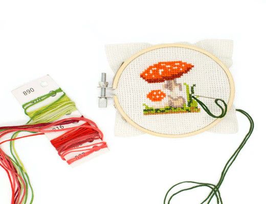 Mini Kit de Broderie au Point de Croix  Champignon Kikkerland