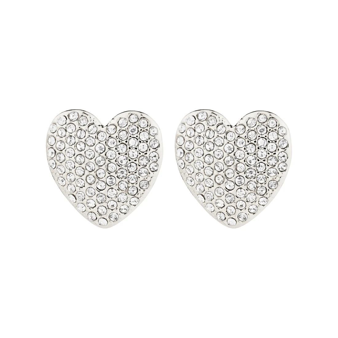 Boucle d&#39;oreille  Pilgrim Dune coeur cristal argent