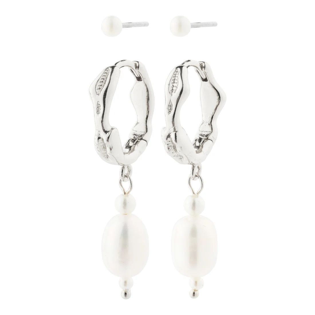 Boucle d&#39;oreilles  Pilgrim Jonne perle 2-en-1 argent