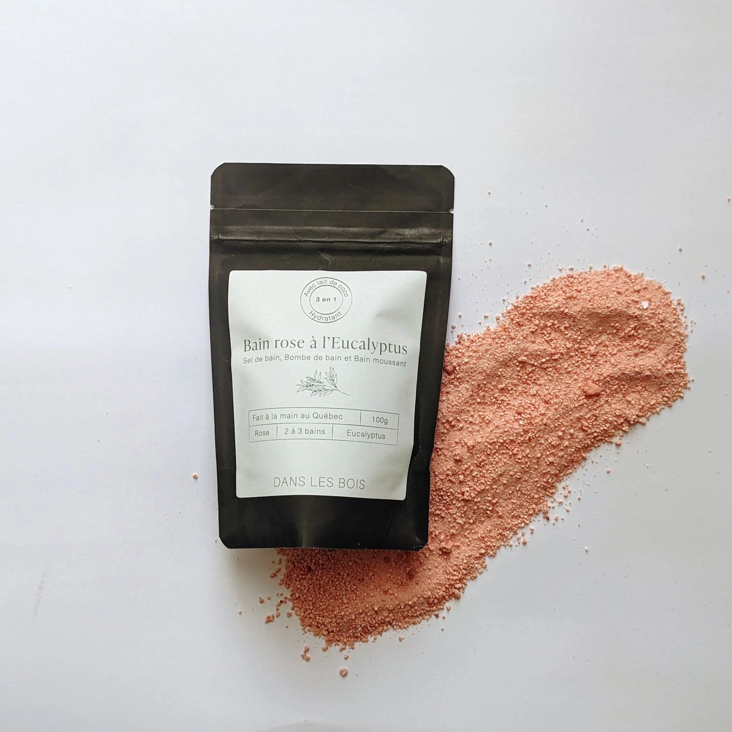 Sel de bain rose à l&#39;Eucalyptus Dans les bois 100gr