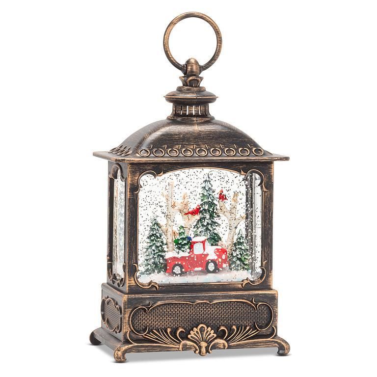 Lanterne Led Truck &amp;  Tree in Glitter Led 9&quot;H