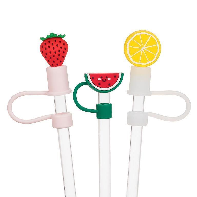 Pailles Géantes avec Capuchons en forme de Fruits