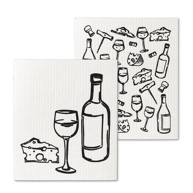 Essuie-Tout Réutilisables , Vin et Fromage,   ens/ 2
