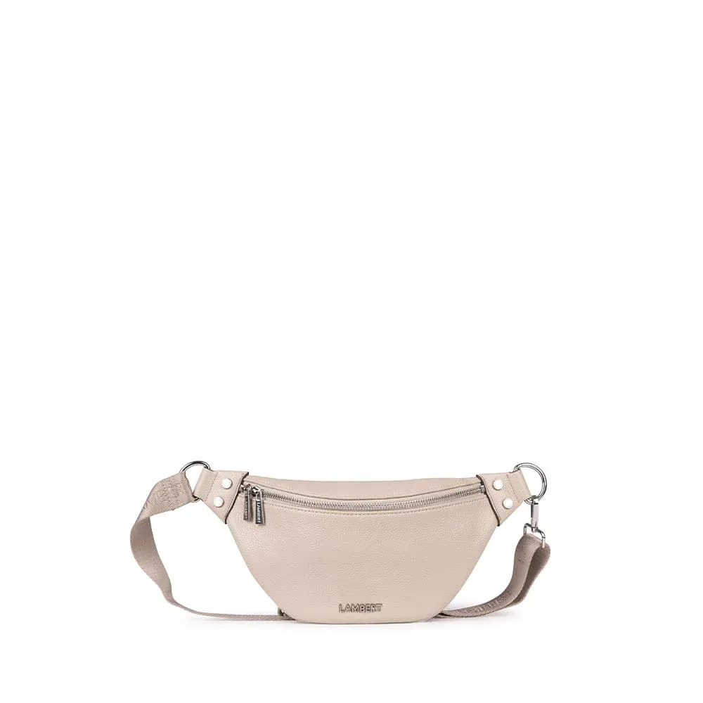 Le Sarah - Sac Banane en cuir vegan amande PEBR