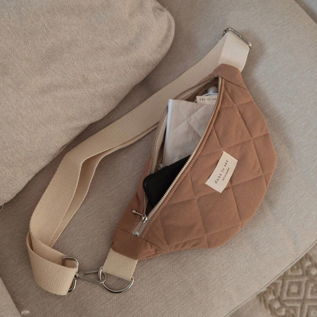 Sac Banane matelassé  - Tan