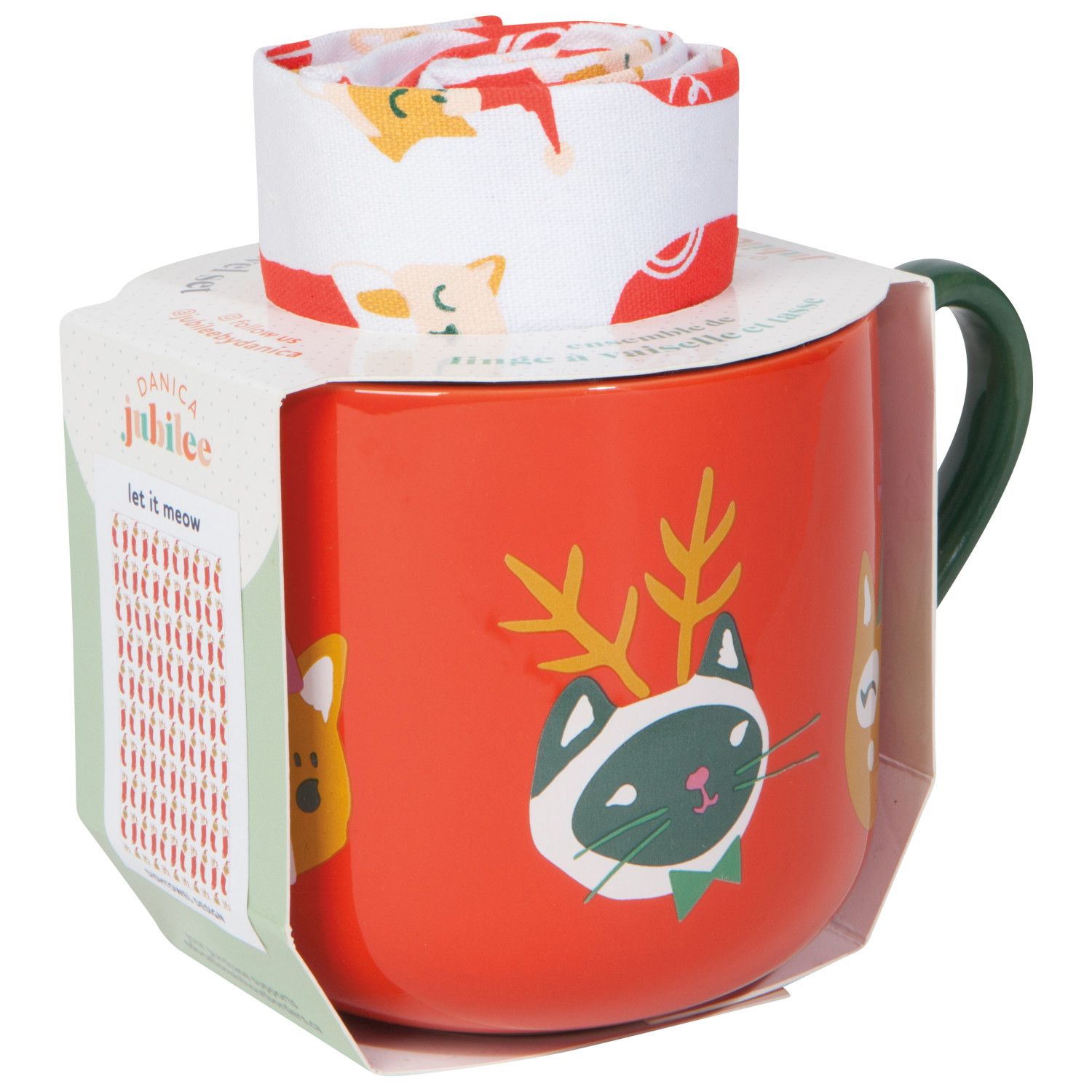 Ens. Tasse et linge à vaisselle Let it Meow