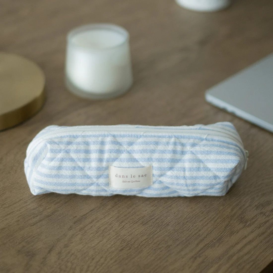 Étui à crayons - Rayé Bleu