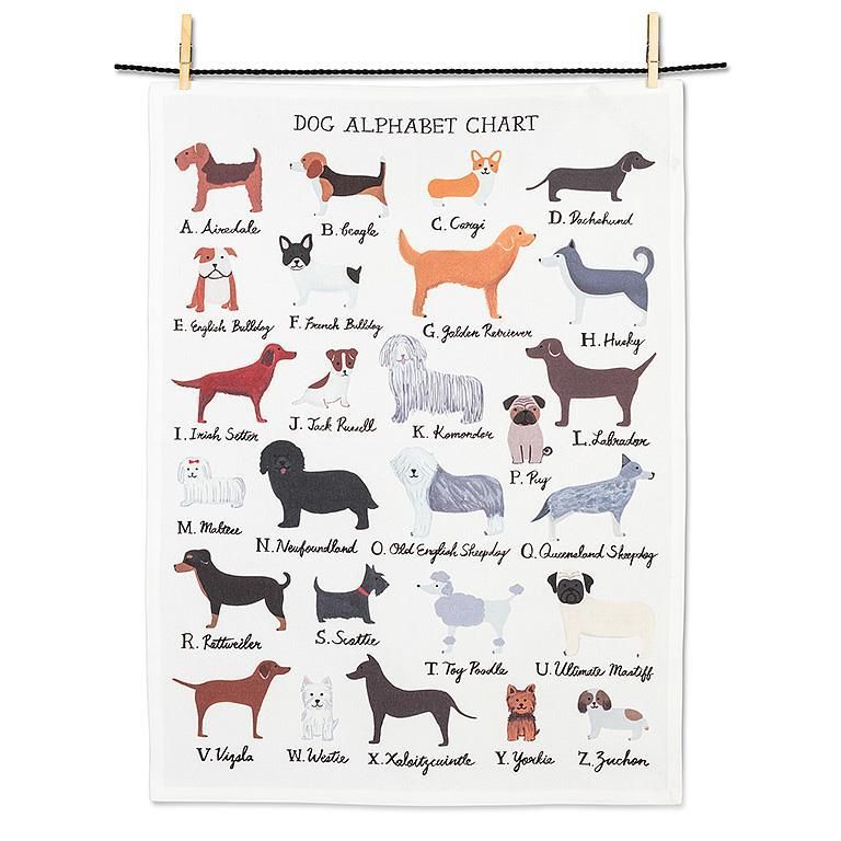 Linge à vaisselle  Chien Alphabet