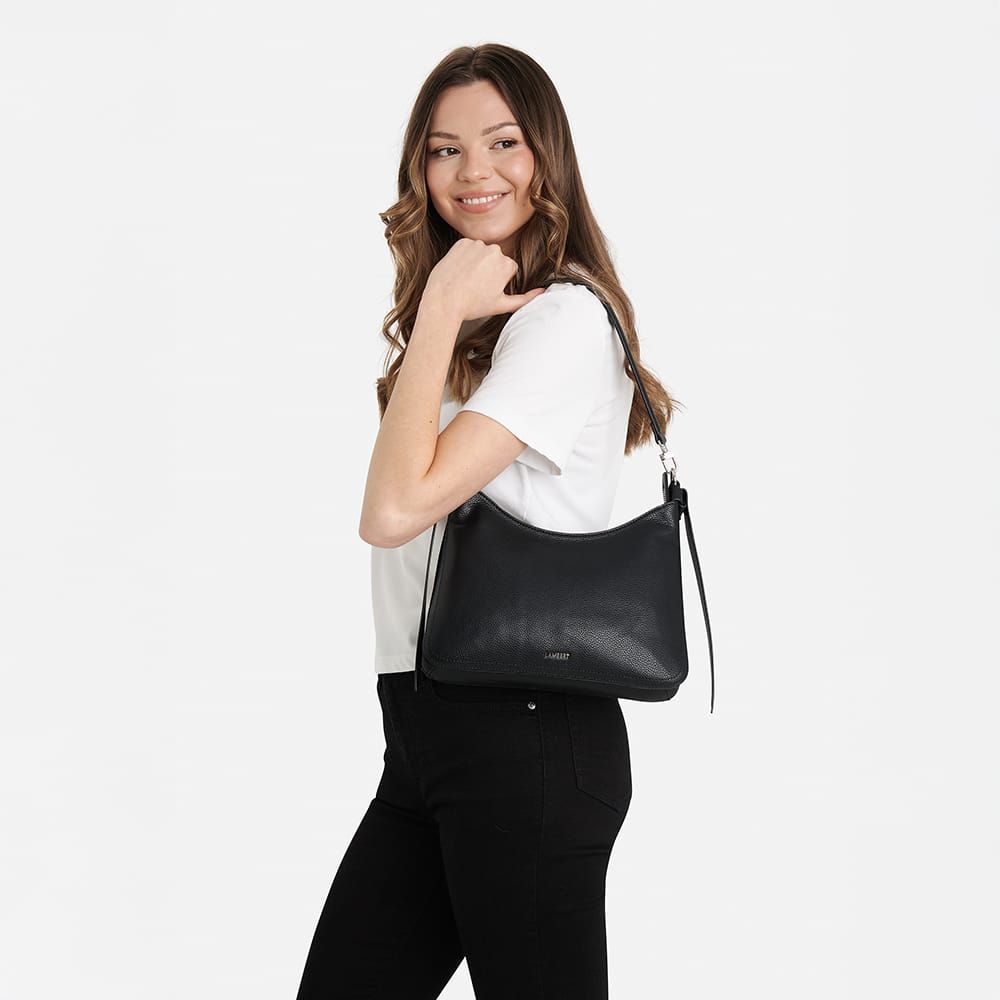 Le Leonie – Sac à épaule 2-en-1 en cuir vegan noir