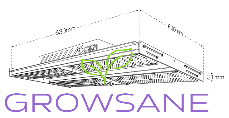 Growsane 480W LED Growlampe bis zu 120x120 cm