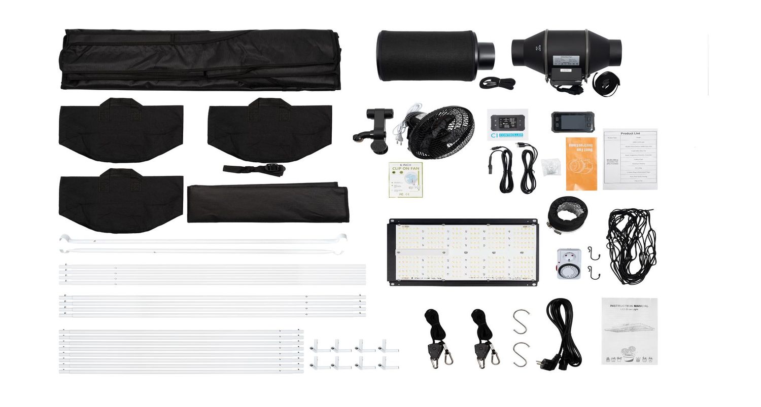 Growsane Growset 120W PRO mit LED, Lüfter, Filter & Zubehör