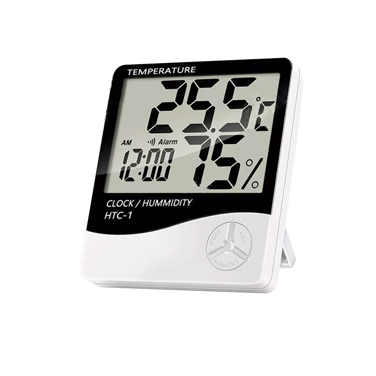 HTC-1 Thermo-Hygrometer – misst Temp & Luftfeuchte, mit Uhr & Alarm