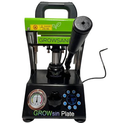 GROWSANE Rosin-Presse 10 t – 6x12 cm, 230 V, 4 Programme, Timer & Signalton GROWSANE Rosin-Presse 10 t – Frontansicht, Platten geschlossen