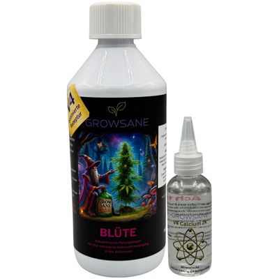 Growsane V4 Cannabis Blüte Dünger 500 ml + Calcium Growsane V4 Blüte Dünger 500 ml mit Calcium – 2K-System für Cannabis