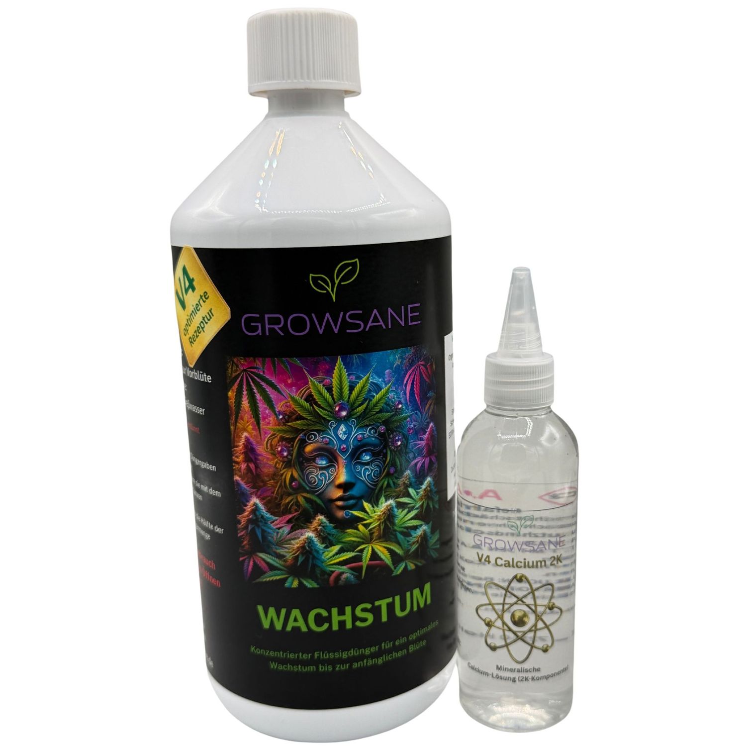 Growsane V4 Wachstum Dünger 1000 ml mit Calcium – 2K-System Set