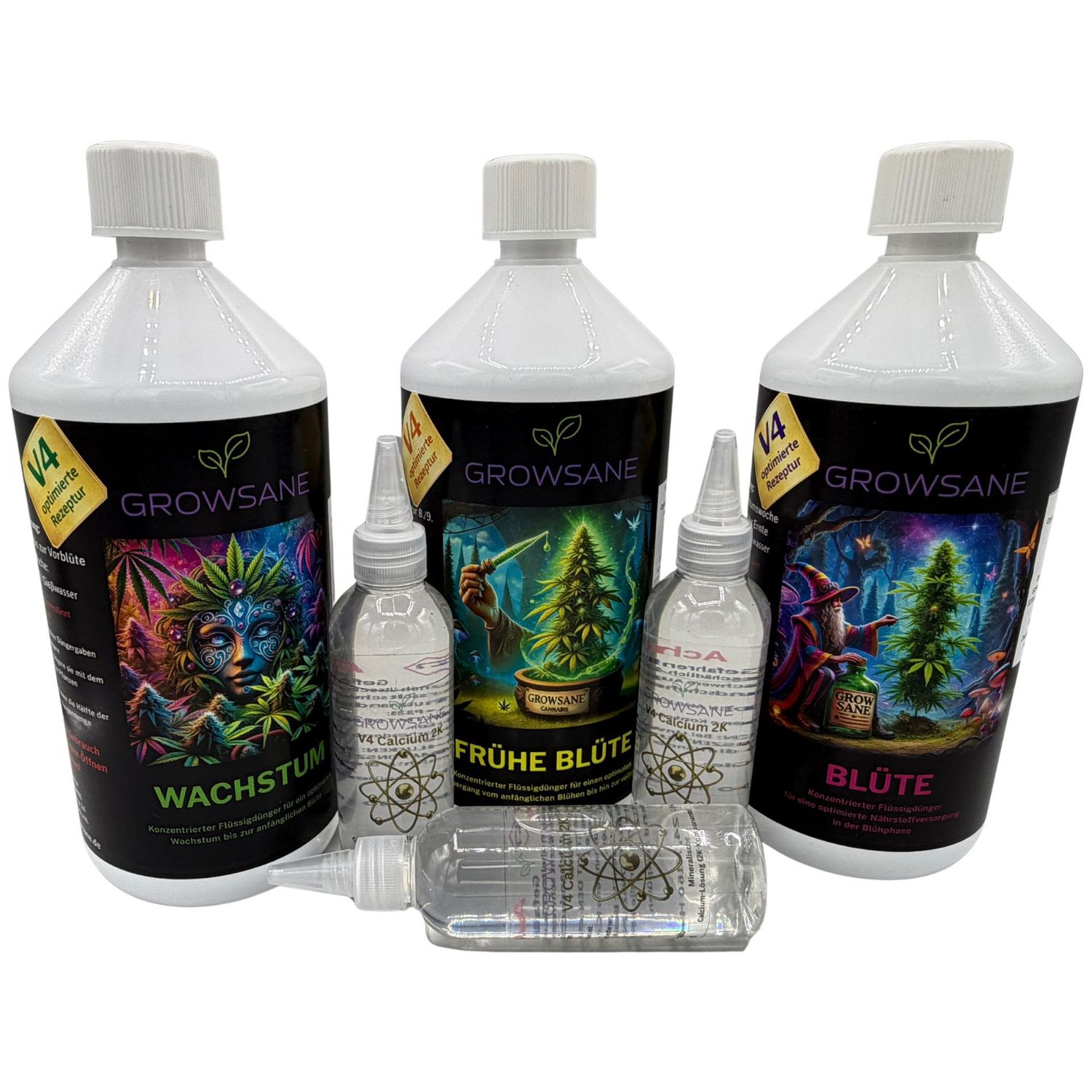 Growsane V4 Cannabis Dünger-Bundle 1000 ml inkl. Calcium