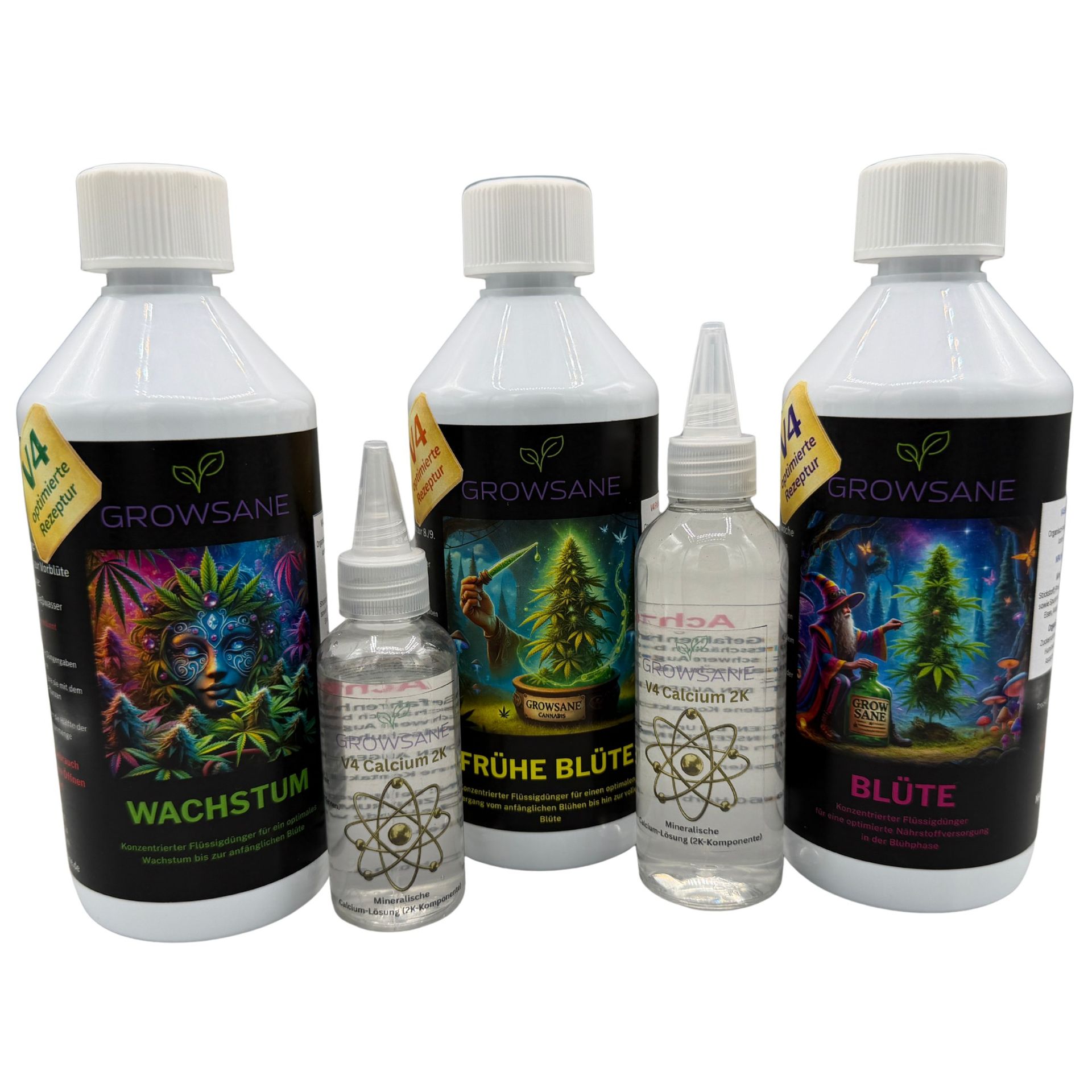 Growsane V4 Cannabis Dünger-Bundle 1000 ml inkl. Calcium