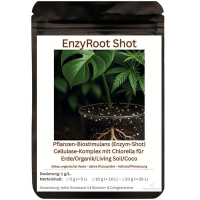Growsane EnzyRoot Shot Front – Enzym-Booster für Erde & Living Soil